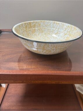 Vintage Yellow and Speckled Enamel Bowl